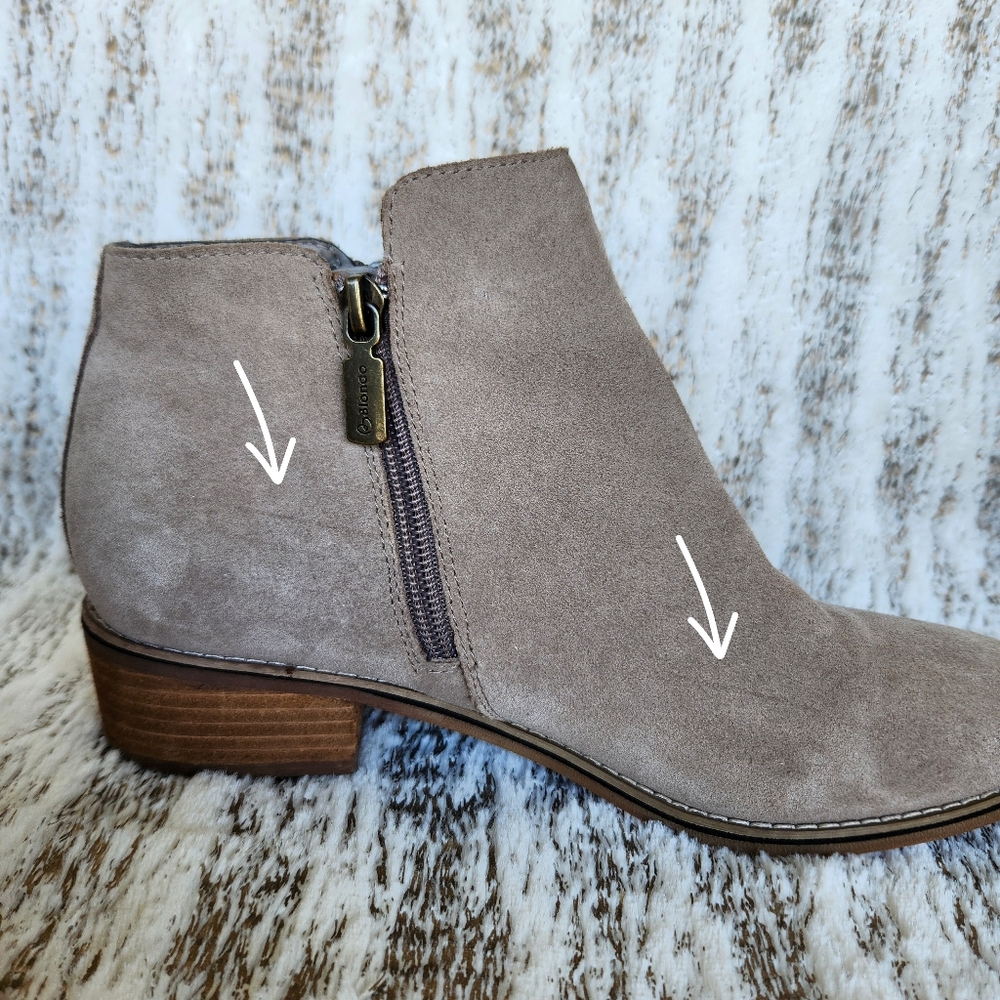Blondo "Linda" Waterproof Beige Taupe Tan Suede Ankle Bootie | Women's Size 9.5 - Picture 11 of 12